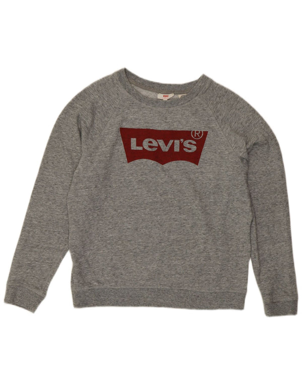 Женский джемпер-свитшот с рисунком Levi's UK 16, большой серый хлопок с крапинками