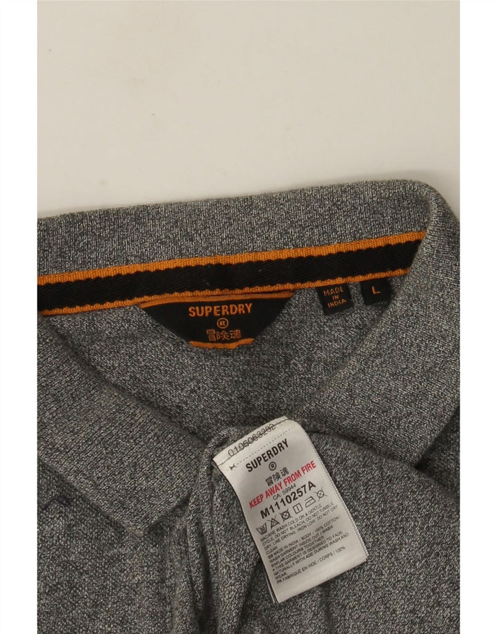 Мужская рубашка-поло с графическим рисунком Superdry, большая серая хлопковая крапинка