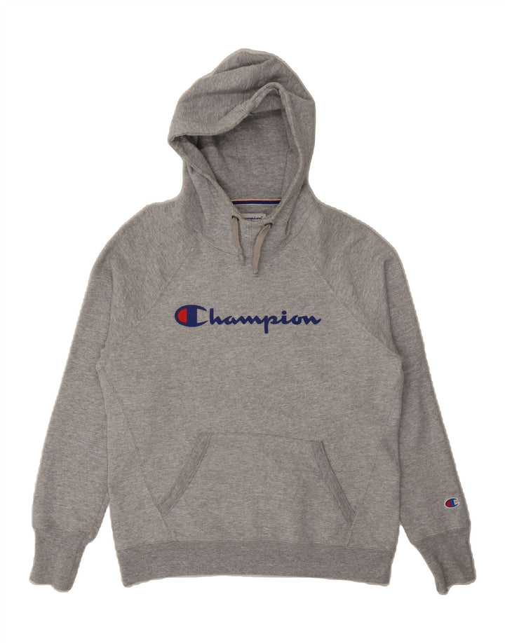 CHAMPION Mens Graphic Hoodie Jumper Small Grey Polyester Vintage Champion and Second-Hand Champion from Messina Hembry 