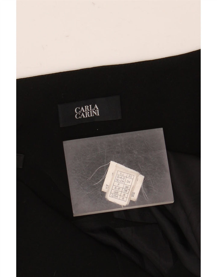 Carla Carini Женская юбка-трапеция UK 8, маленькая W28, черный полиэстер