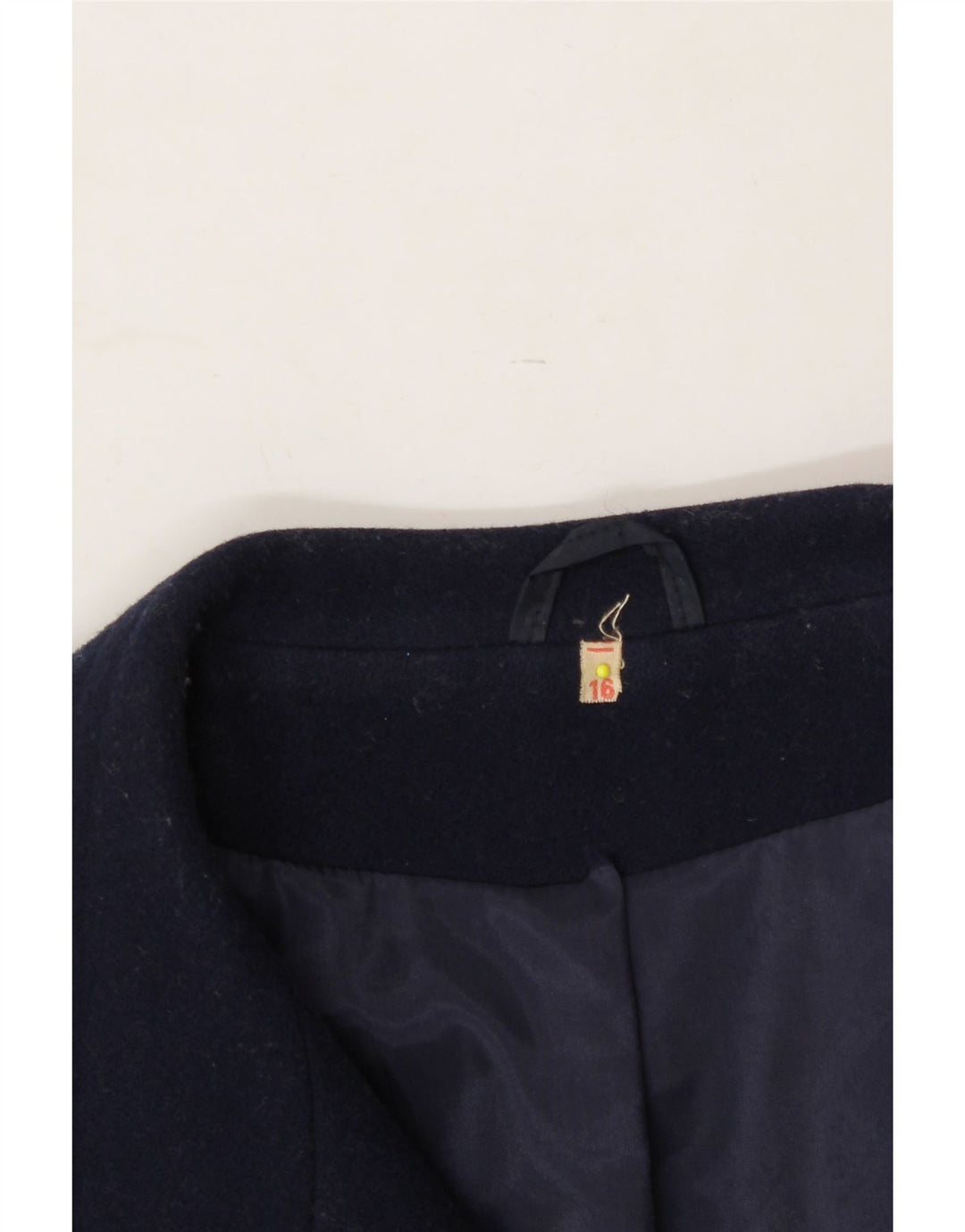 VINTAGE Womens Double Breasted Coat UK 16 Large Navy Blue Wool Vintage Vintage and Second-Hand Vintage from Messina Hembry 