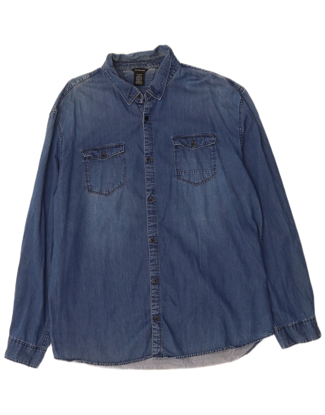 Мужская джинсовая рубашка CALVIN KLEIN JEANS XL, синяя, хлопок
