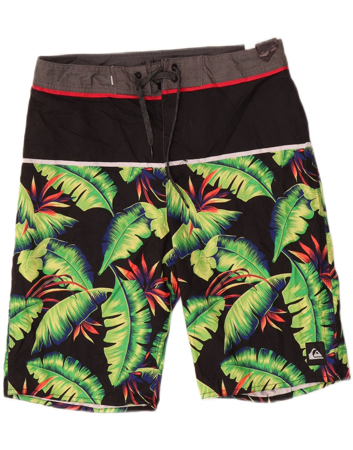 Мужские шорты для плавания Quiksilver, полиэстер, средний черный цвет с цветочным принтом