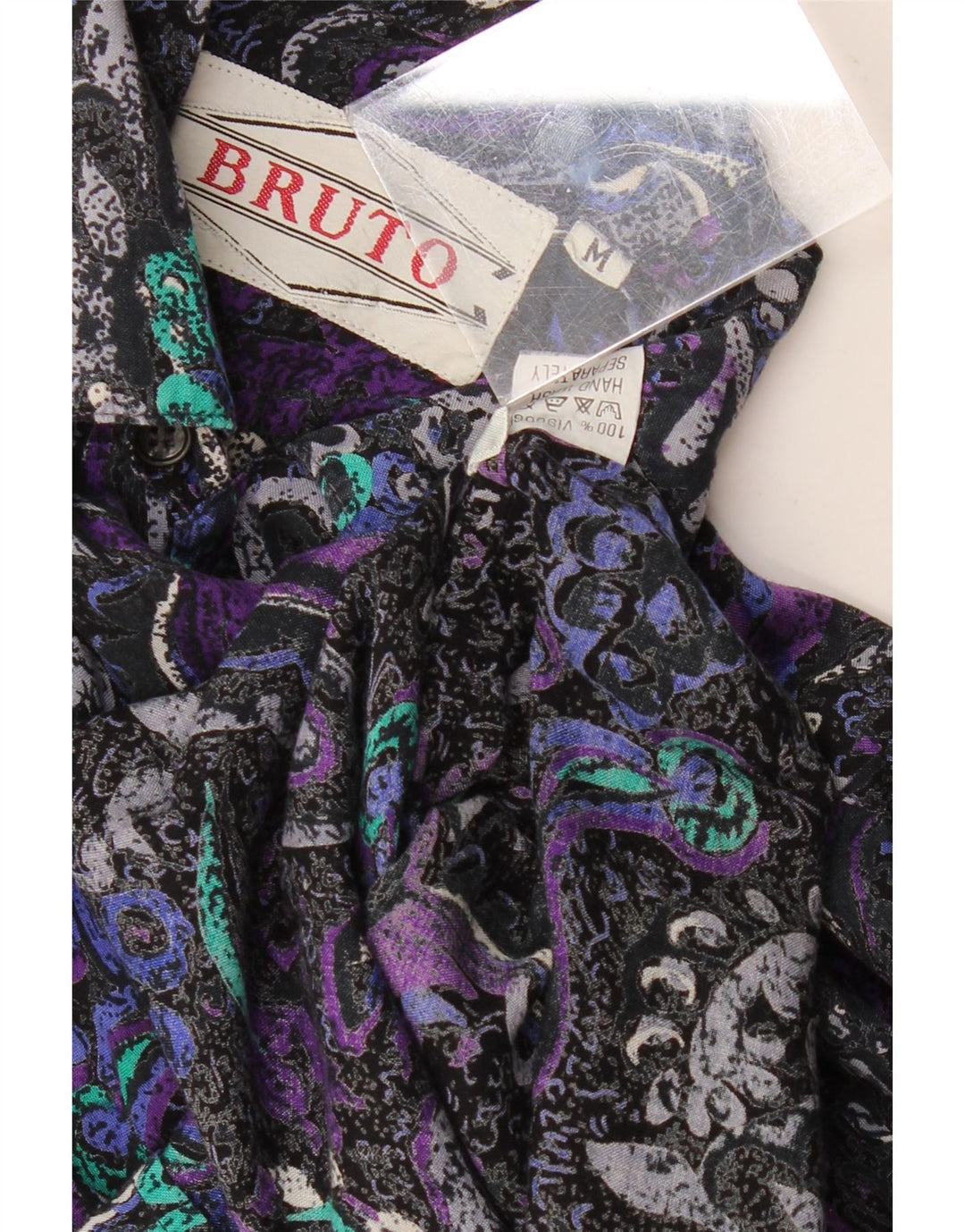 VINTAGE Мужская рубашка с коротким рукавом, средний разноцветный, вискоза с пейсли