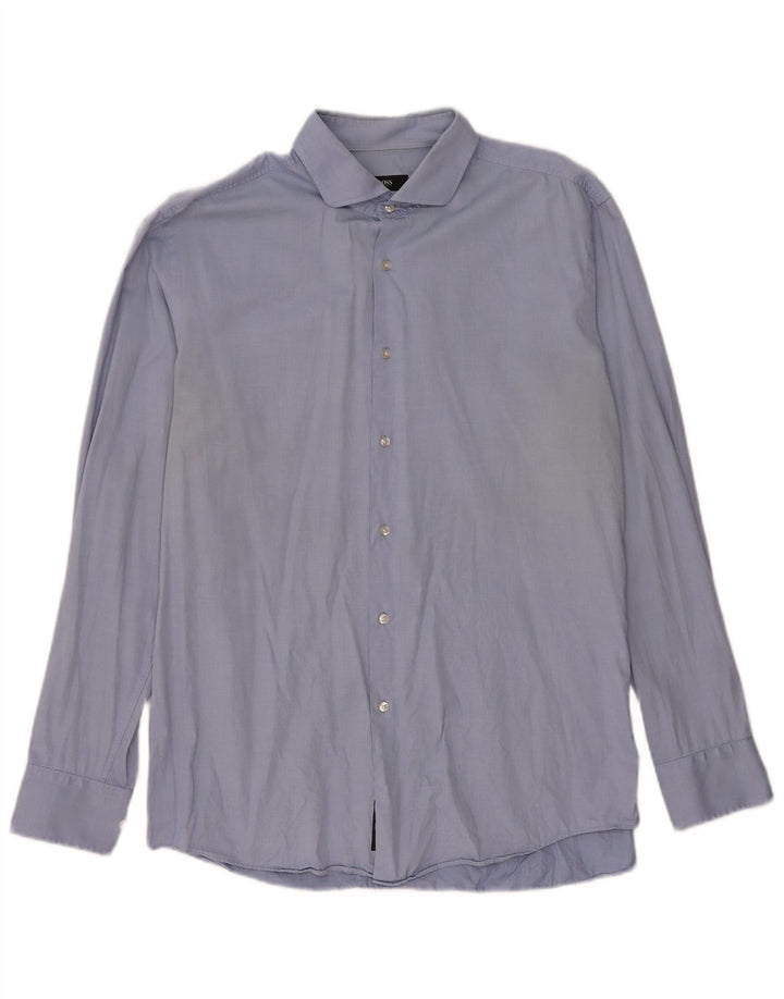 Мужская рубашка приталенного кроя Hugo Boss, размер 43, 17 XL, синяя