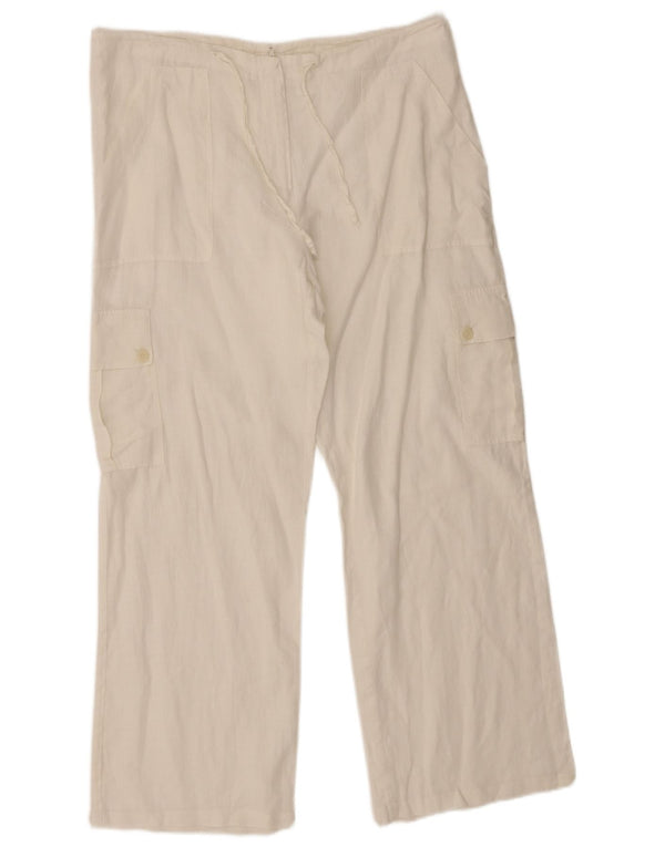 Винтажные женские брюки-карго свободного покроя с высокой талией W32 L27 Off White