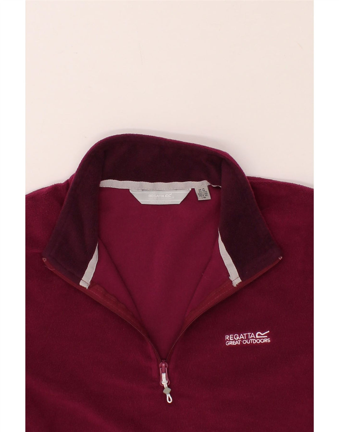 REGATTA Womens Zip Neck Fleece Jumper UK 14 Large   Maroon Polyester Vintage Regatta and Second-Hand Regatta from Messina Hembry 