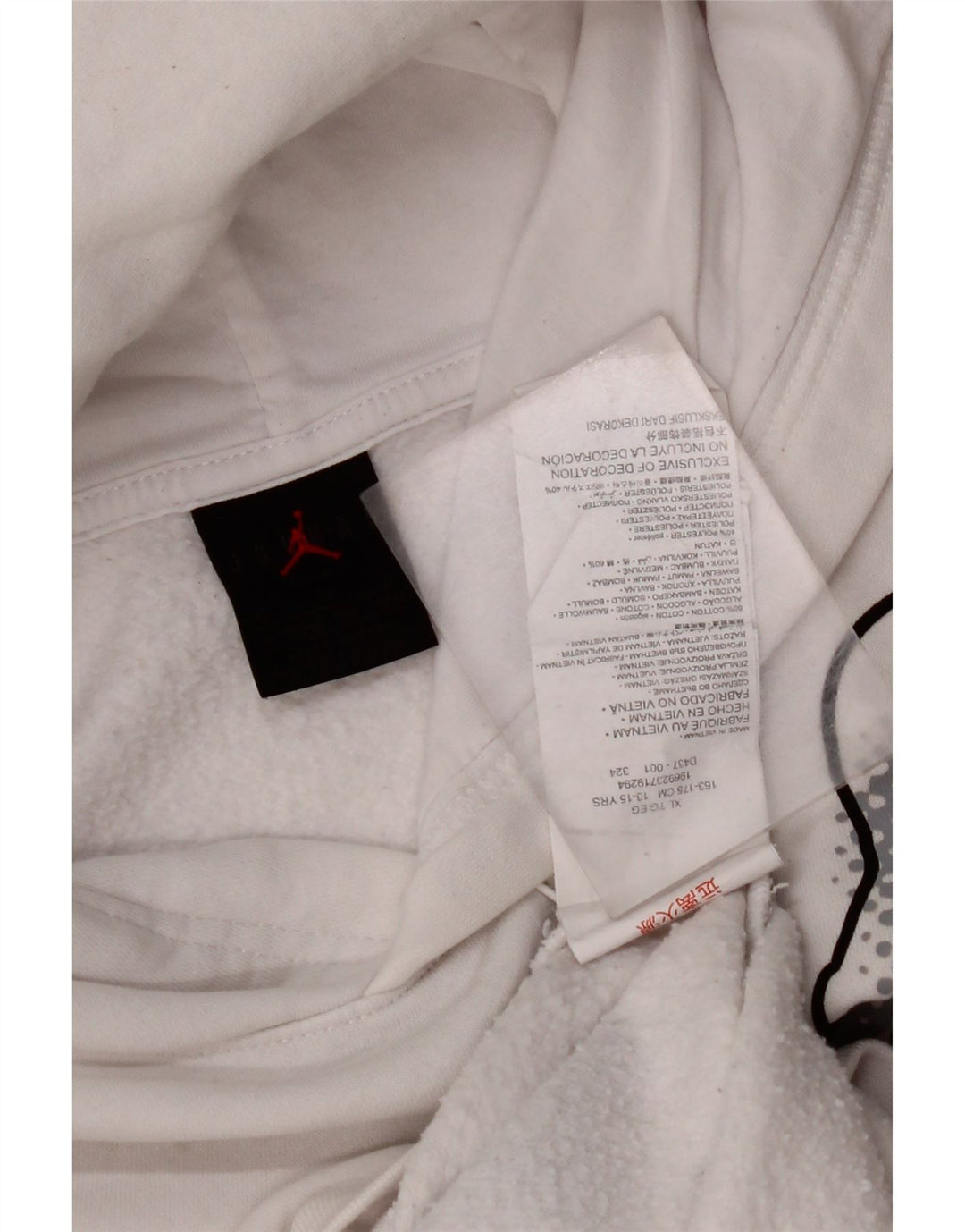 Джемпер с капюшоном JORDAN для мальчиков с рисунком, 13–14 лет, размер XL, белый хлопок