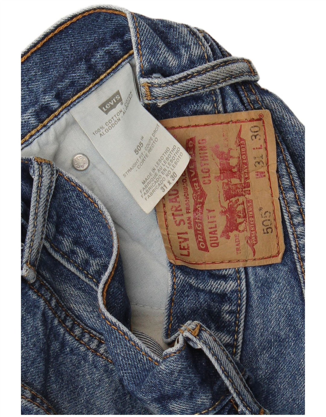 Мужские прямые джинсы LEVI'S 505 W31 L30 синие, хлопок