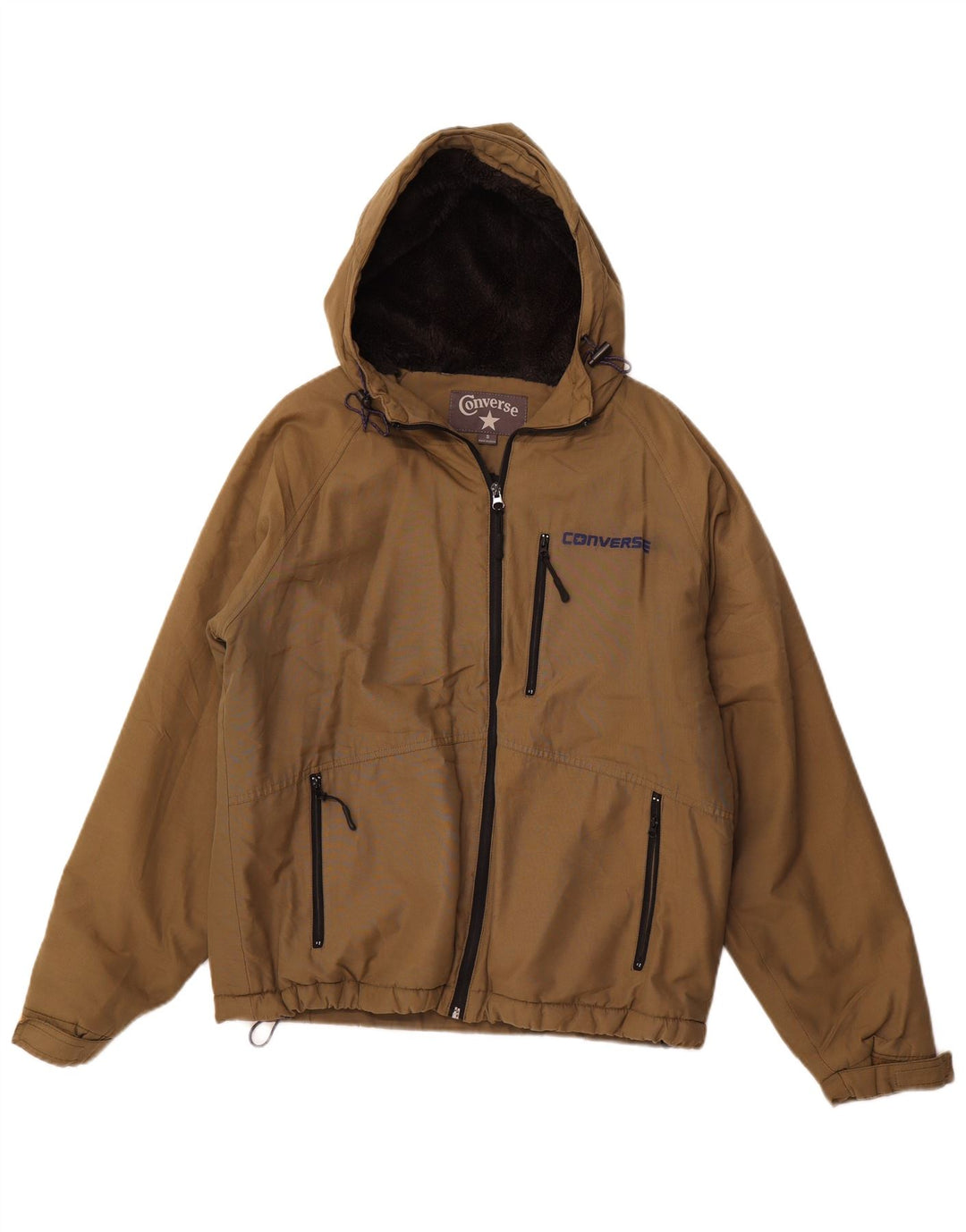Мужская ветровка CONVERSE с капюшоном UK 36, маленький цвет хаки, хлопок
