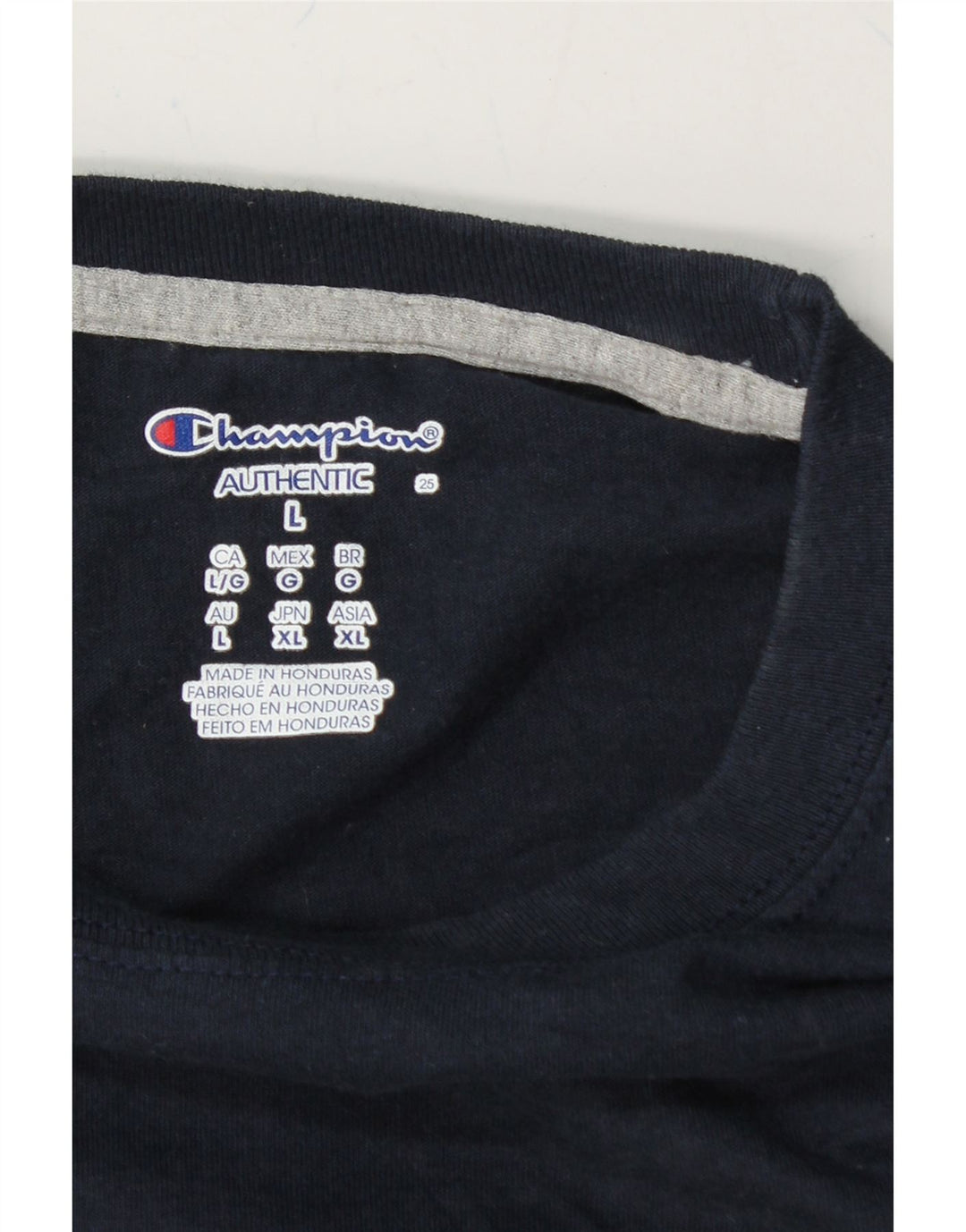 CHAMPION Mens Authentic T-Shirt Top Large Navy Blue Cotton Vintage Champion and Second-Hand Champion from Messina Hembry 