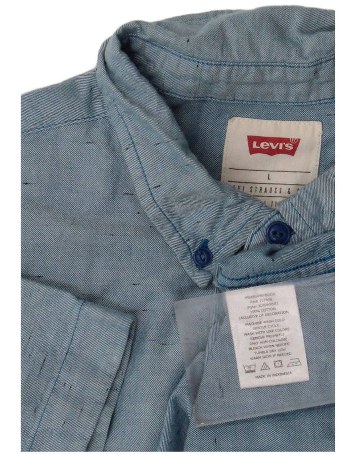 Мужская рубашка с коротким рукавом Levi's, большая синяя хлопковая крапинка