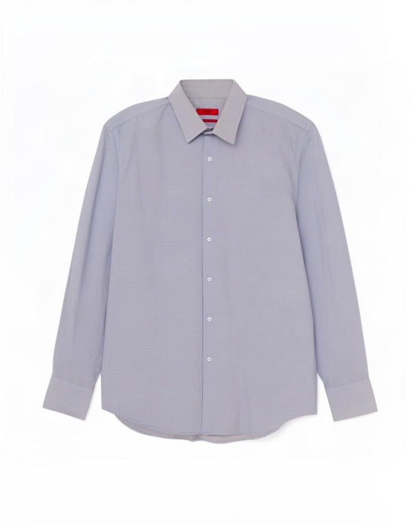 Мужская рубашка обычного кроя Hugo Boss, размер 43, 17 XL, хлопок в синие пятна