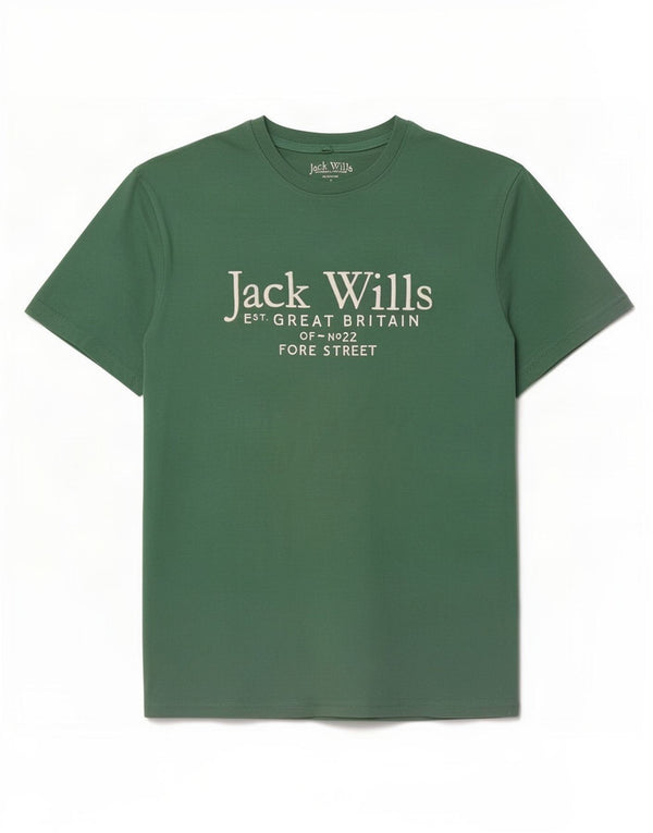 Мужская футболка классического кроя с рисунком Jack Wills, маленький зеленый хлопковый топ