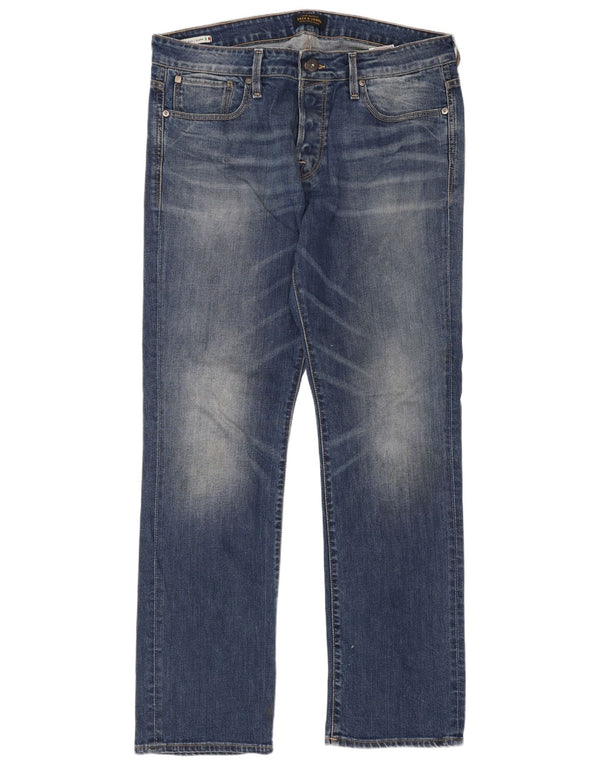 Мужские прямые джинсы Jack & Jones Clark стандартного кроя W36 L32, синий хлопок
