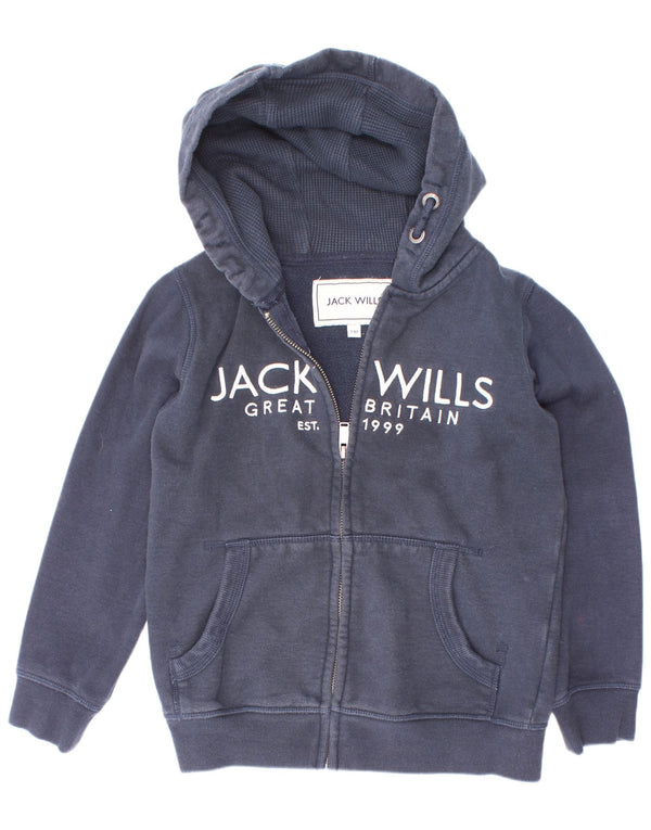 Свитер с капюшоном и молнией с графическим рисунком для мальчиков Jack Wills, 7–8 лет, темно-синий, хлопковый