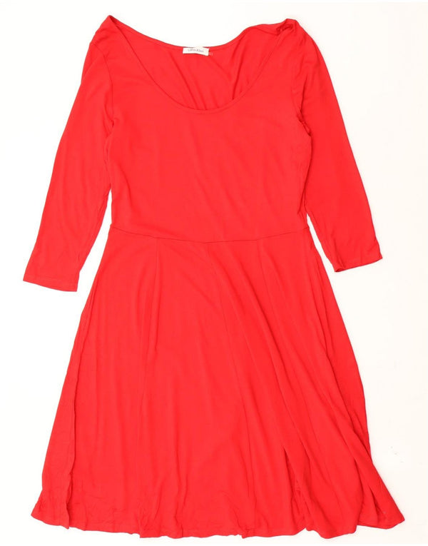 CALVIN KLEIN Womens 3/4 Sleeve A-Line Dress US 12 Large Red
