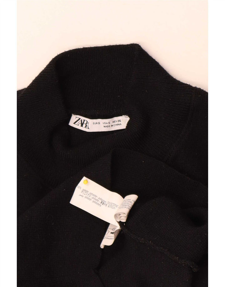 Женская укороченная блузка Zara UK 8, маленький черный полиэстер