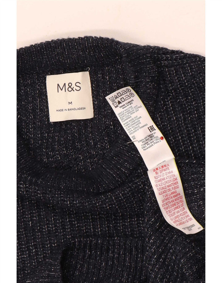 Мужской джемпер с круглым вырезом Marks & Spencer, средний темно-синий в крапинку