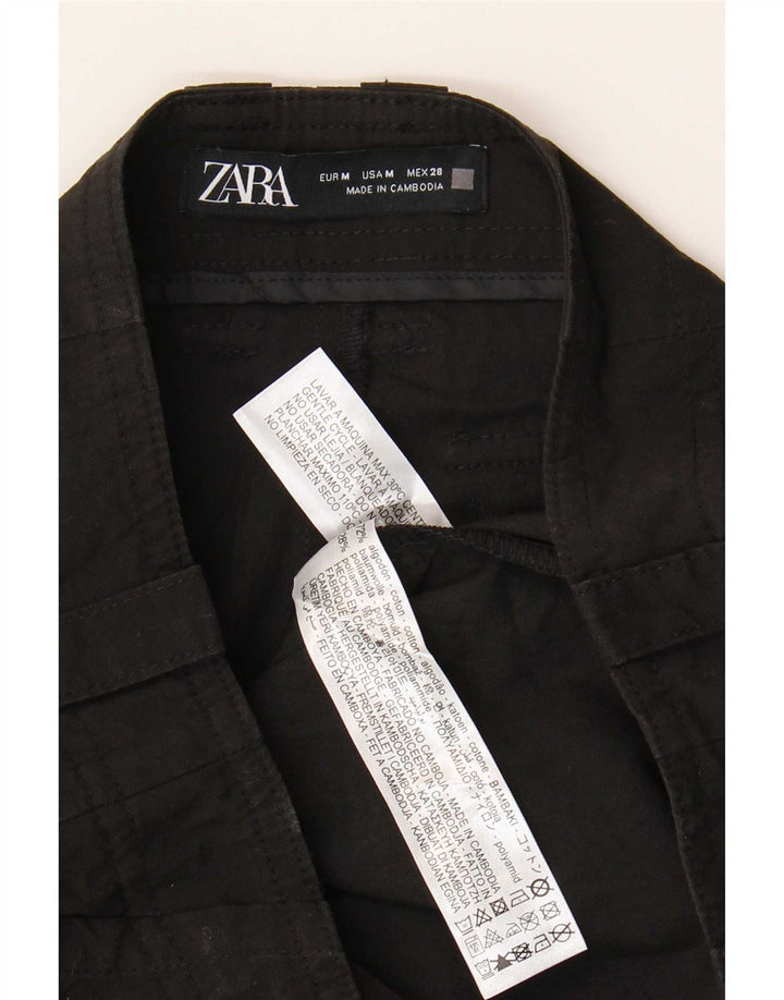 Женские прямые брюки карго Zara Medium W28 L25, черные, хлопковые