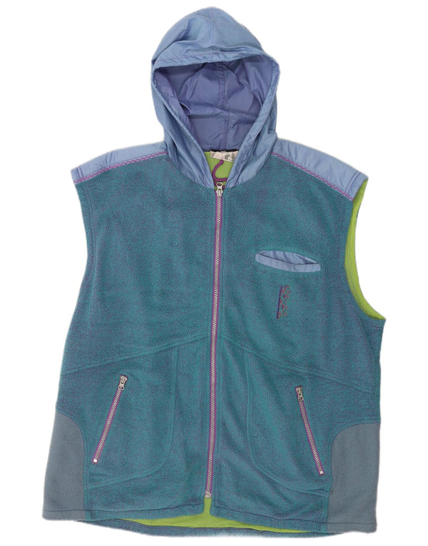 Винтажный мужской флисовый жилет с капюшоном UK 42 XL, синий цвет блока