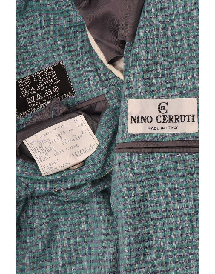 Nino Cerruti Мужской пиджак на 2 пуговицах IT 54 2XL Синий клетчатый хлопок