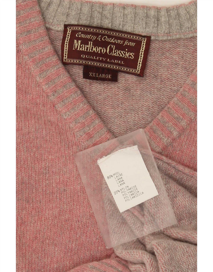 Мужской джемпер Marlboro Classics с v-образным вырезом 2XL, розовый, шерсть