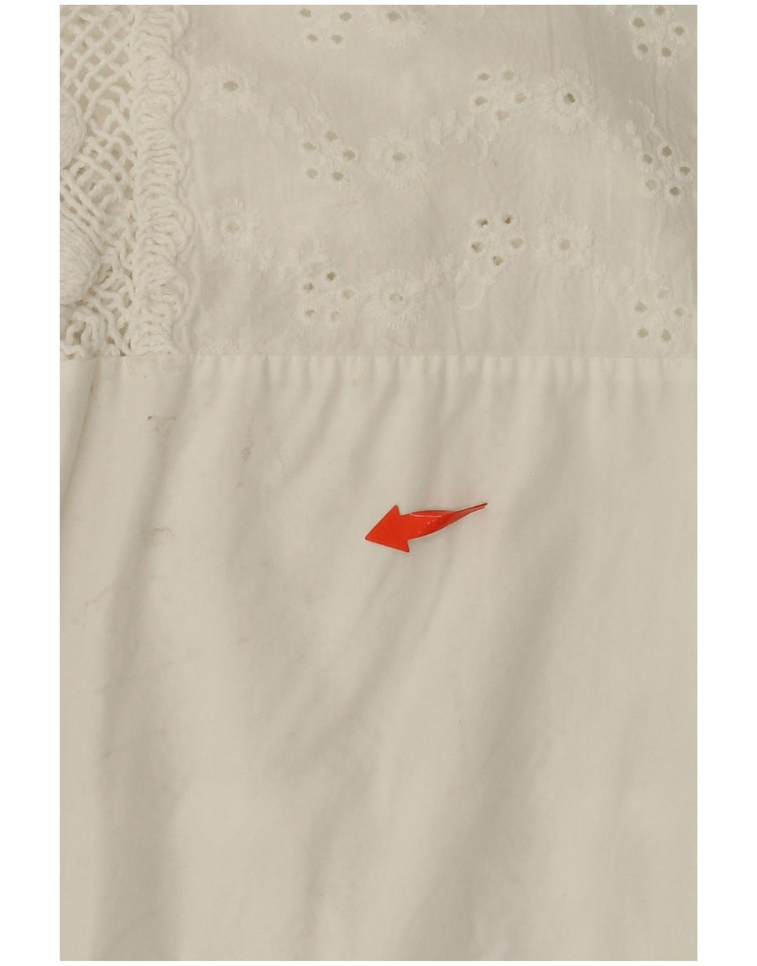 ВИНТАЖНАЯ женская блузка-рубашка с рукавом 3/4, Великобритания 14, средний белый цветочный хлопок