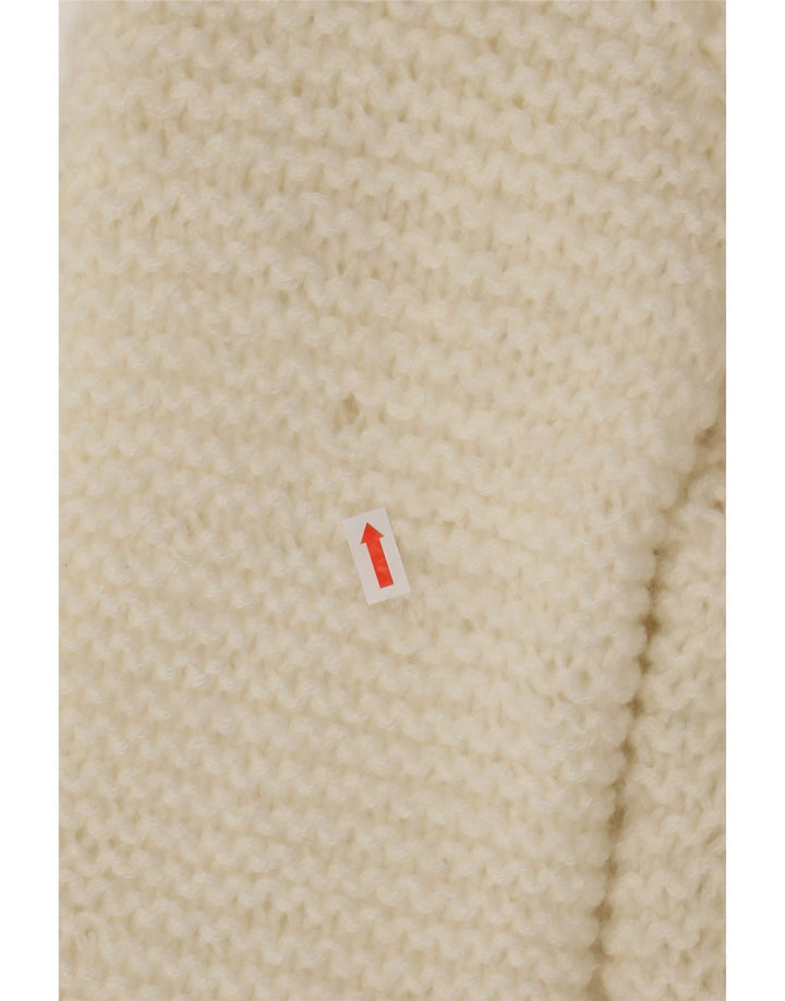 VINTAGE Womens V-Neck Jumper Sweater UK 14 Medium Off White Vintage Vintage and Second-Hand Vintage from Messina Hembry 