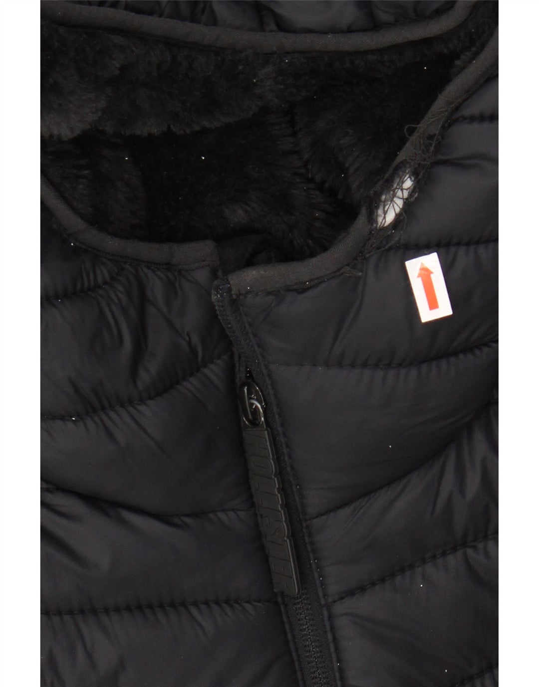 HOLLISTER Мужская стеганая куртка с капюшоном UK 34 XS Черный нейлон