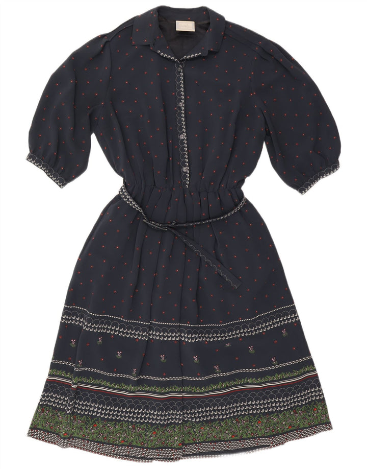 RALPH Женское платье А-силуэта с рукавом 3/4 EU 46 XL Темно-синий полиэстер с цветочным принтом