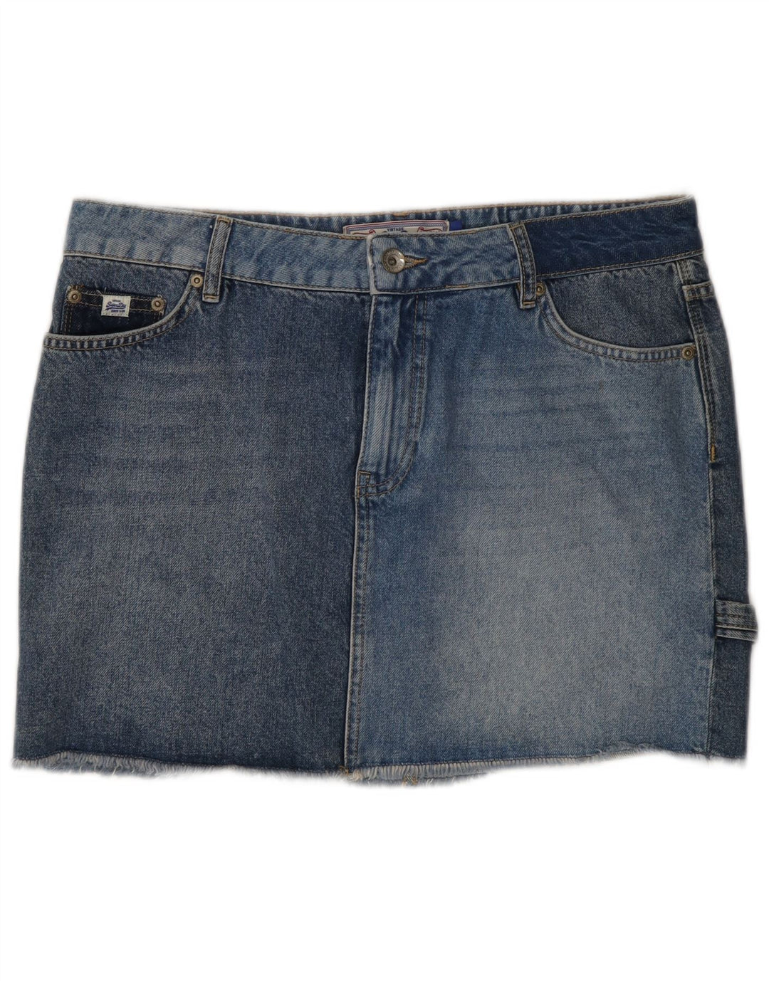 Женская джинсовая юбка Superdry W30, хлопковая, среднего синего цвета