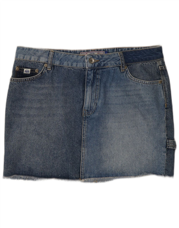 Женская джинсовая юбка Superdry W30, хлопковая, среднего синего цвета