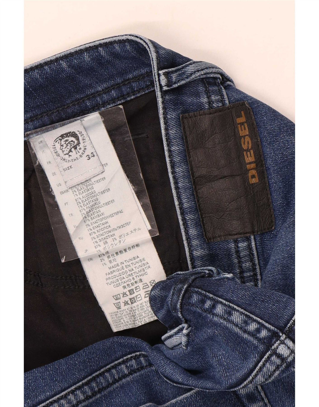 Мужские узкие джинсы Diesel W34 L29, синие, хлопок