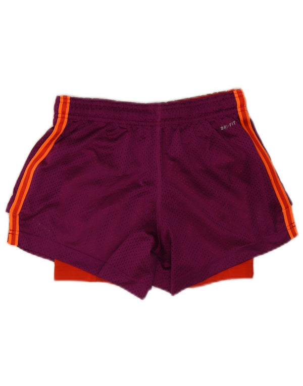 Женские спортивные шорты Nike Dri Fit UK 6 XS, фиолетовые, полиэстер с цветными блоками