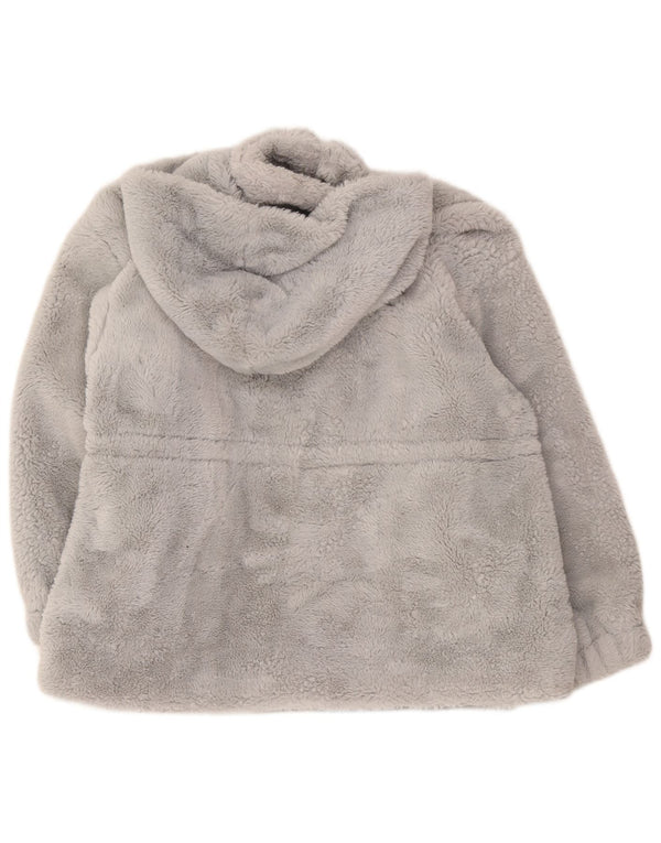 Guess Женская флисовая куртка большого размера с капюшоном Teddy Bear UK 18 XL Серая