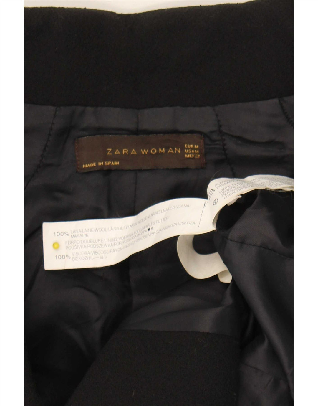 Женский пиджак Zara UK 12, средний черный шерстяной пиджак