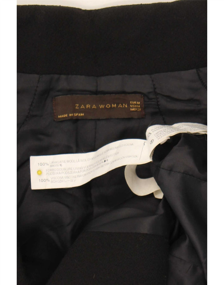 Женский пиджак Zara UK 12, средний черный шерстяной пиджак