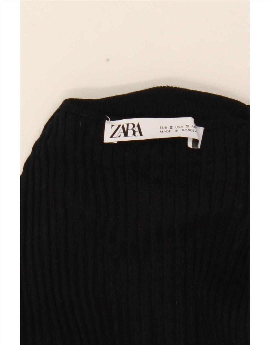 Женский укороченный топ Zara с длинным рукавом UK 8, маленький черный, вискоза