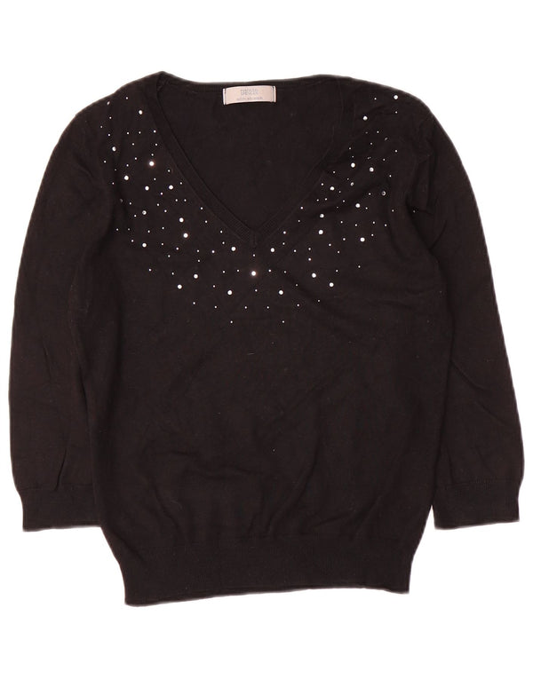 Женский джемпер с v-образным вырезом и рукавами 3/4 Marks & Spencer UK 6 XS, черный