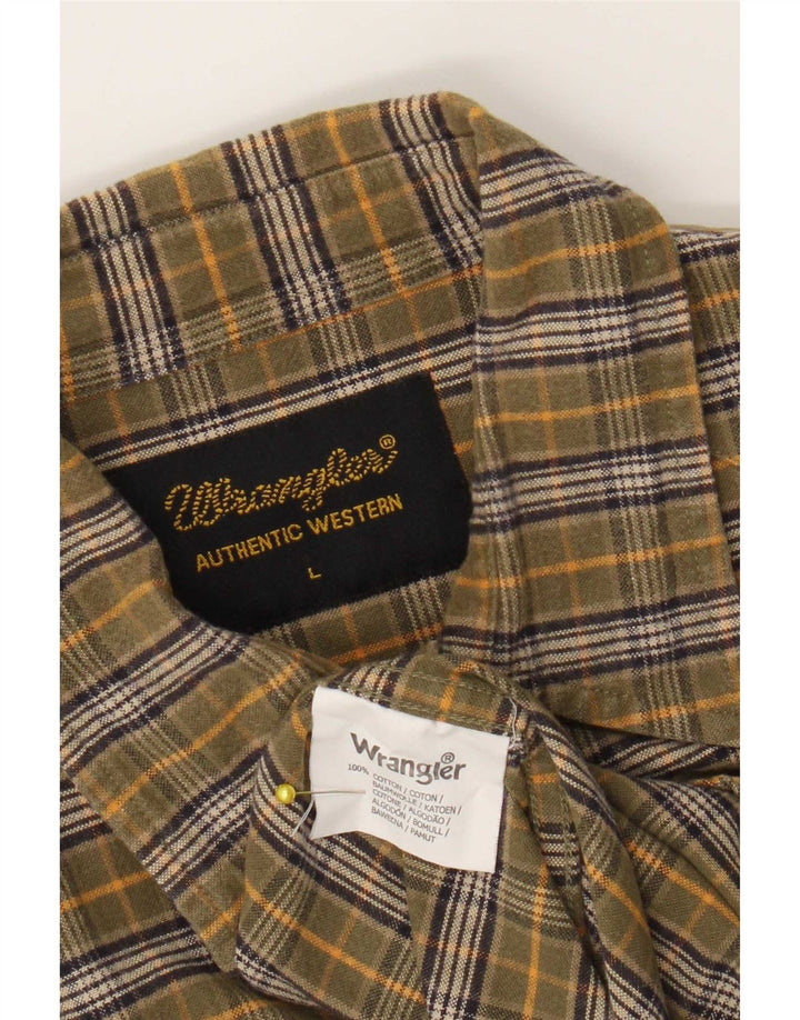 Мужская фланелевая рубашка Wrangler, размер L, в клетку, цвет хаки, хлопок