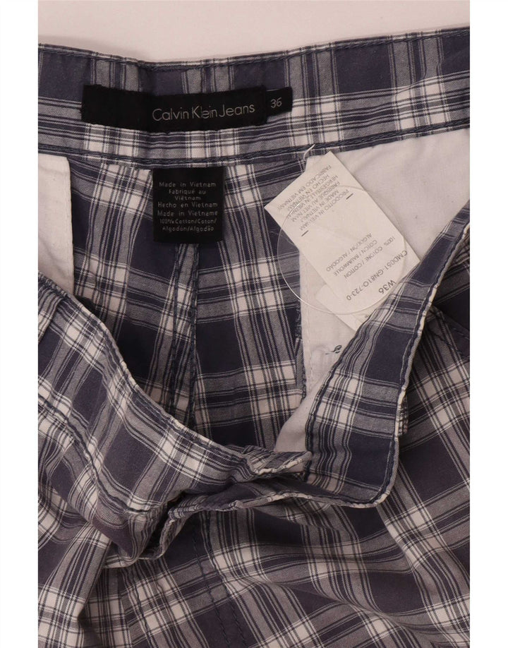 Мужские шорты-карго Calvin Klein W36, большие темно-синие в клетку, хлопок