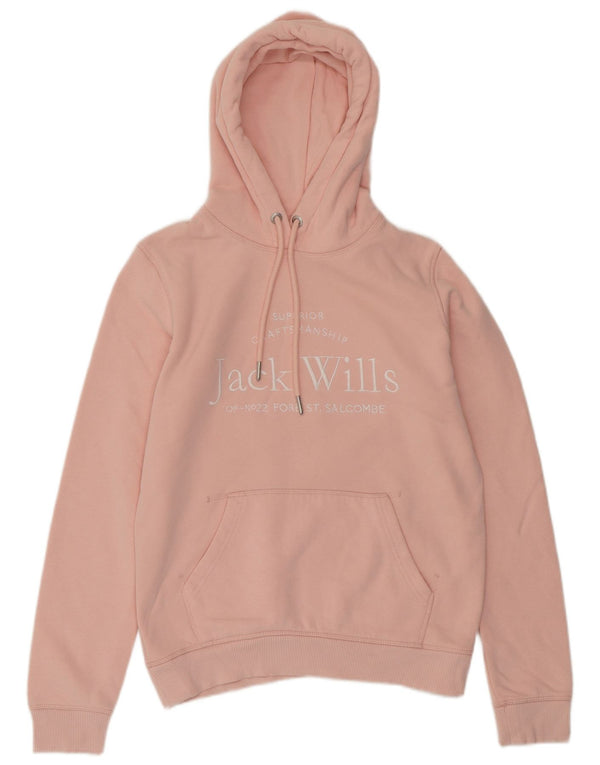 JACK WILLS Женский джемпер с капюшоном оверсайз с рисунком UK 8, маленький розовый хлопок