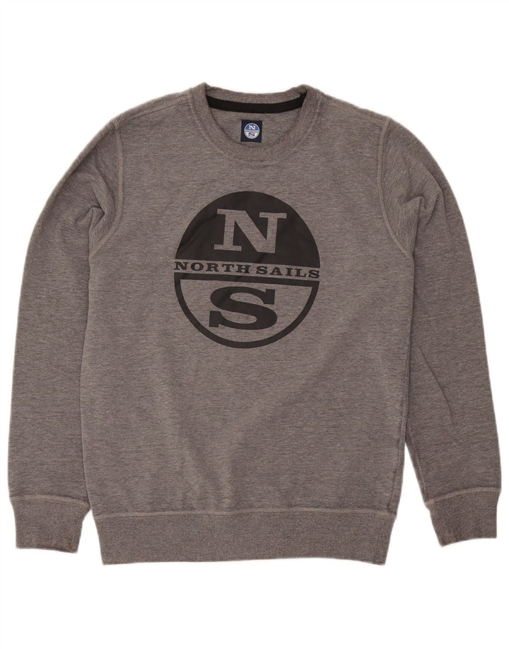 Мужской свитшот North Sails с графическим рисунком, маленький серый хлопковый джемпер в крапинку