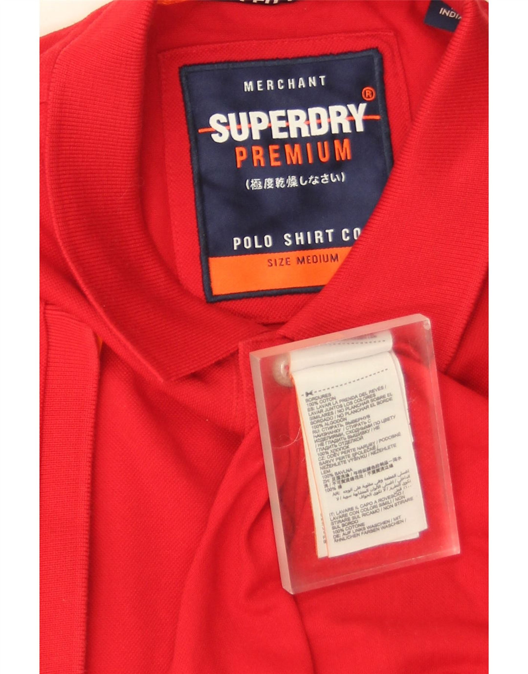 Мужская рубашка-поло Superdry среднего красного цвета из хлопка