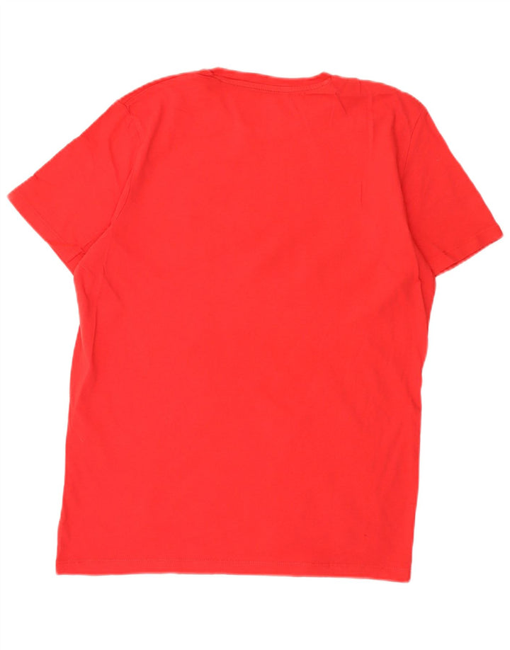 Мужская футболка с рисунком Jack & Jones, хлопковый топ среднего красного цвета