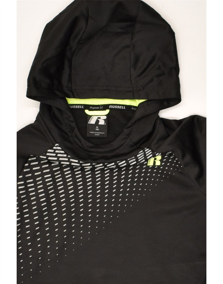 RUSSELL ATHLETIC Boys Graphic Hoodie Jumper 7-8 Years Medium Black | Vintage Russell Athletic | Thrift | Second-Hand Russell Athletic | Used Clothing | Messina Hembry 