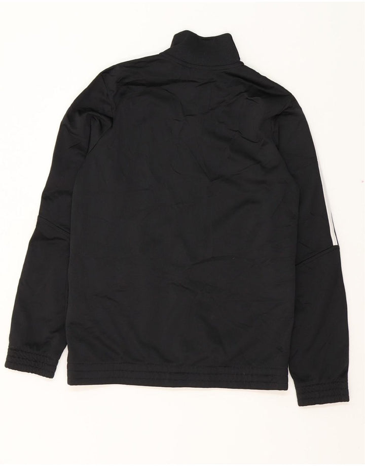 ADIDAS Boys Tracksuit Top Jacket 11-12 Years Black Polyester