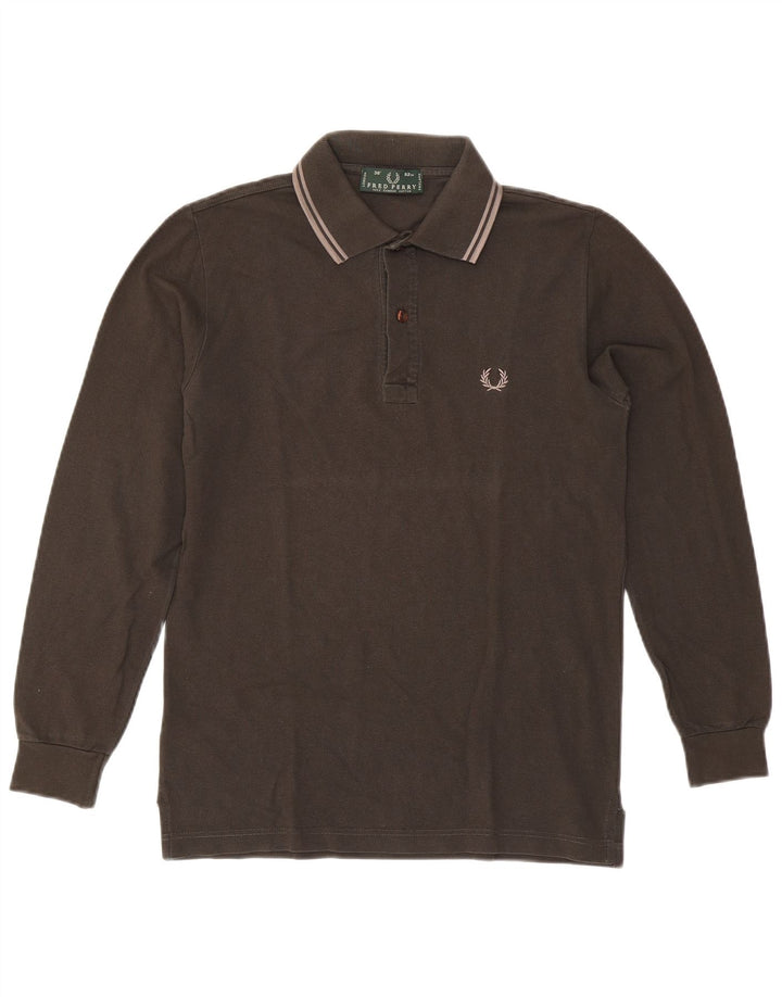 Мужская рубашка-поло с длинным рукавом Fred Perry, маленький серый хлопок