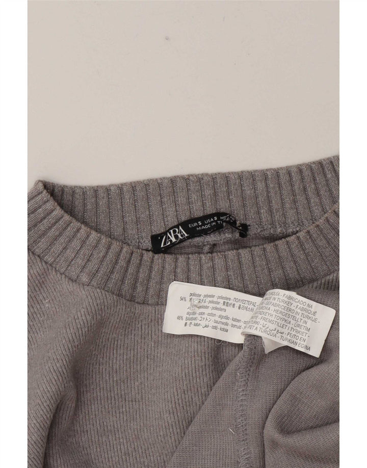 Женский топ свободного кроя Zara UK 10, маленький серый полиэстер с длинным рукавом